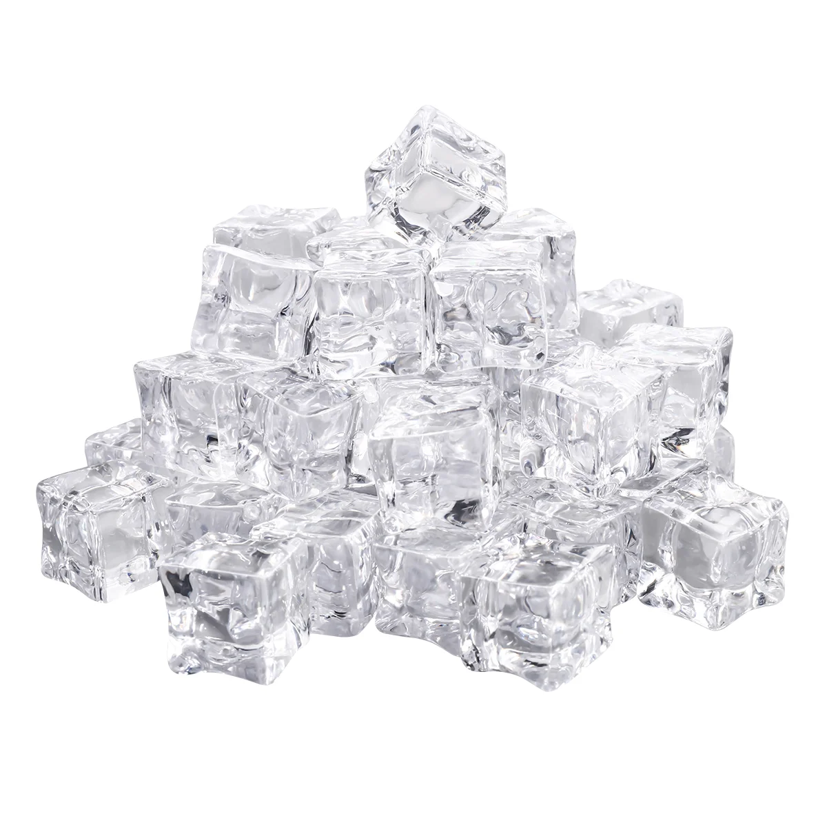 50Pcs 20mm Cube Square Shape Glass Luster Ice Cubes Fake Artificial Acrylic for Whiskey
