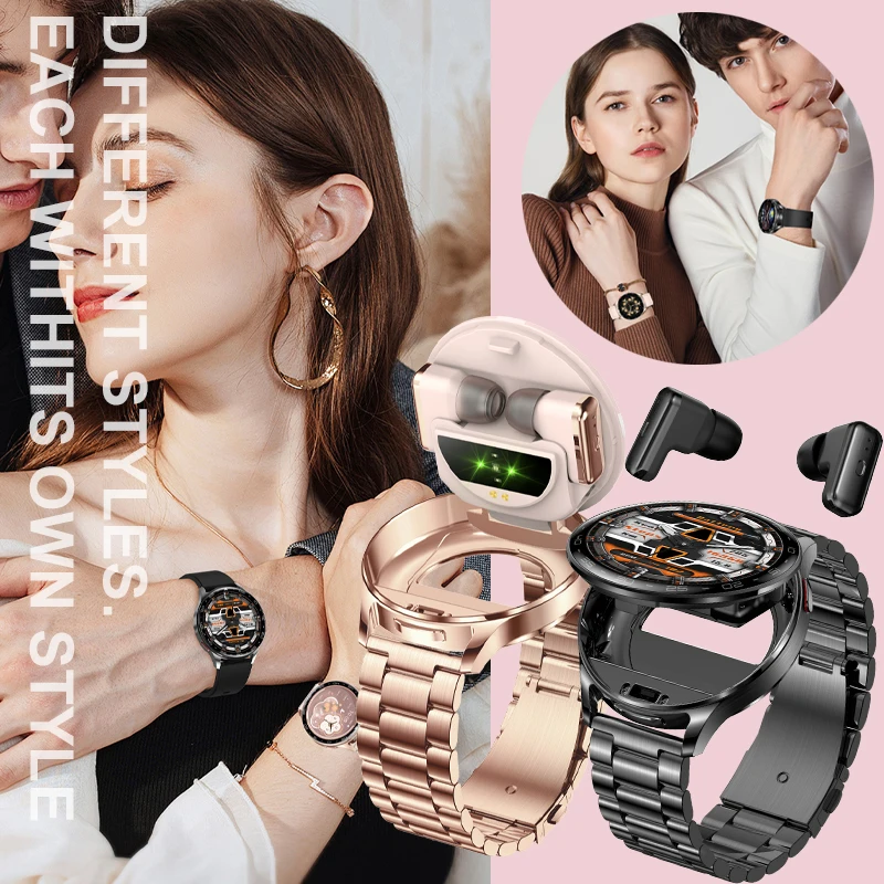 2025 New TWS Smartwatch Earphone 2 In 1 Women Watches with Earbuds Strong Sound Effects Music Lover Waterproof Ladies Smartwatch 4
