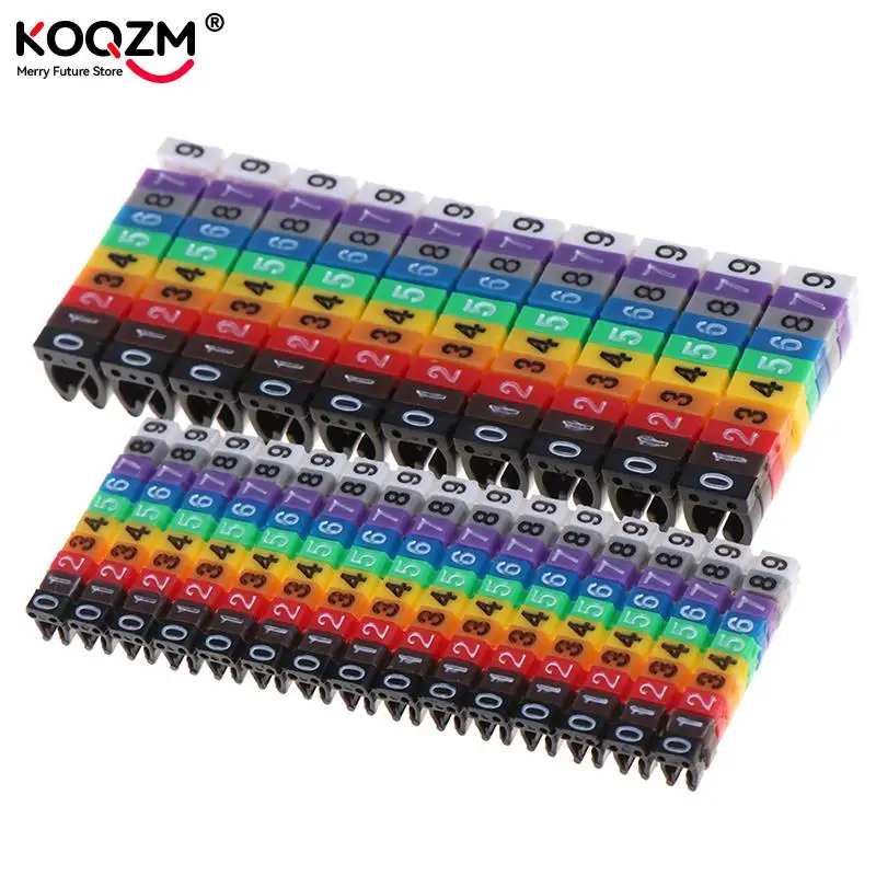 

100pcs/150pcs 0-9 Arabic Numerals Cable Markers Colourful M Type Marker Number Tag Label For 2-3mm Wire