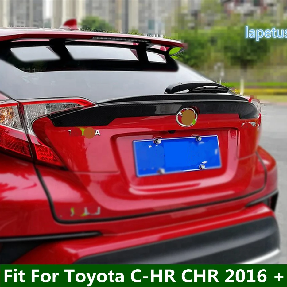 

Rear Trunk Spoiler Lip Wing Decor Plate Decor Panel Cover Trim For Toyota C-HR CHR 2016 - 2020 Carbon Fiber Exterior Accessories