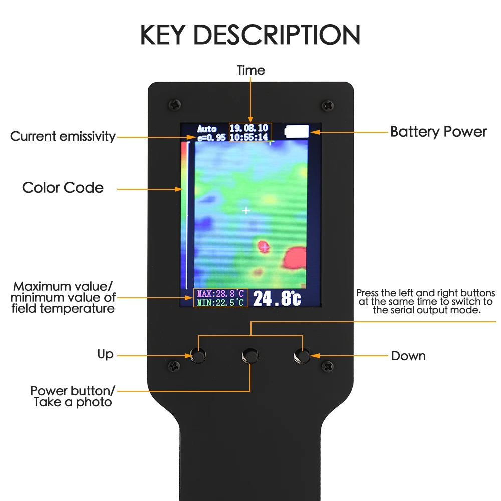 

2.4 Inch Digital LCD Display Screen Handheld Infrared Thermal Imager Thermal Imaging Camera Thermometer Measurement Instrument