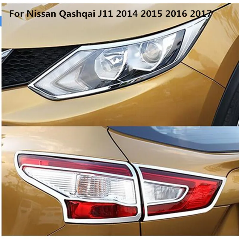 

Fit For Nissan Qashqai J11 2014 2015 2016 Chrome Front Rear Headlight Tail Light Lamp Cover Trim Frame Bezel Garnish