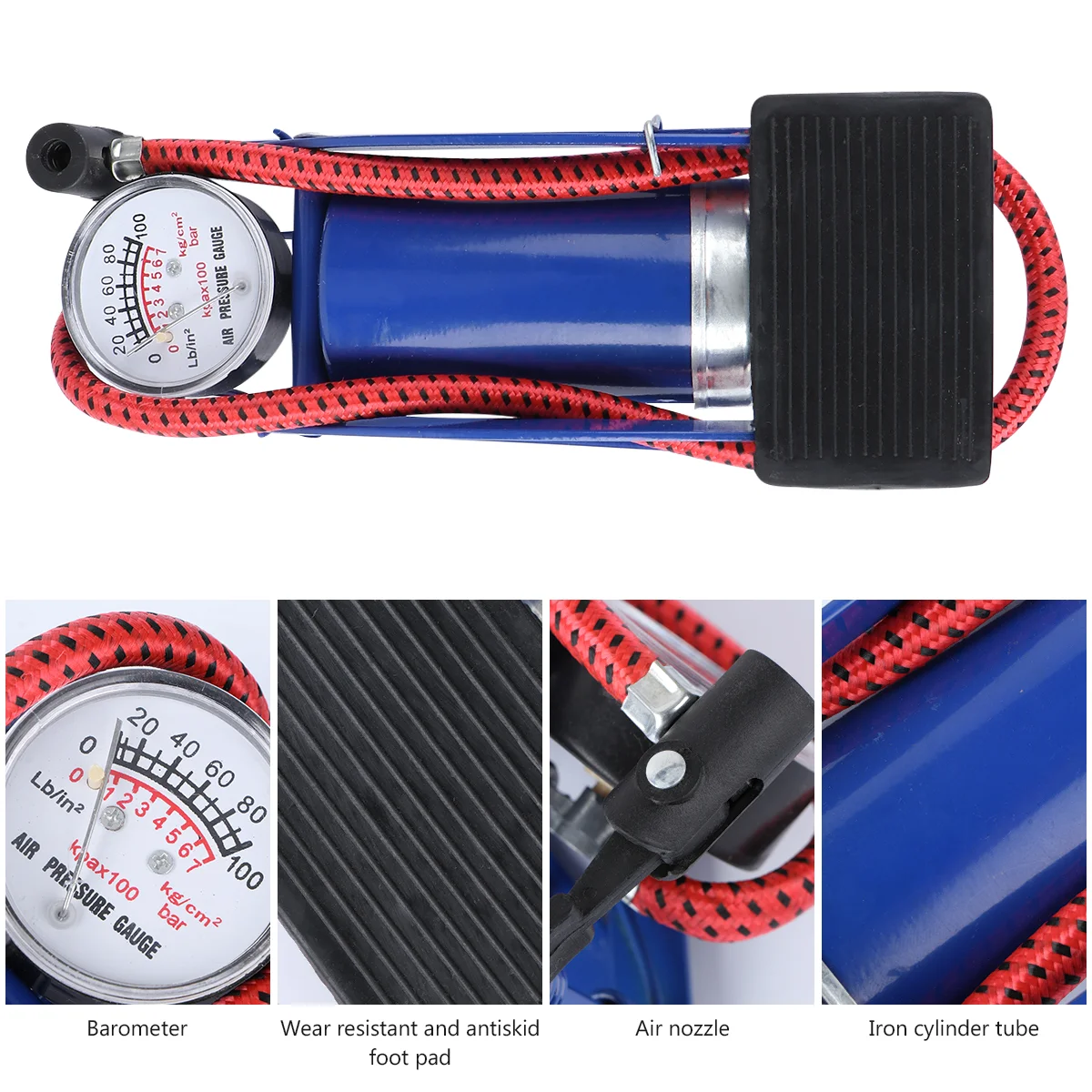 Bike Floor Pump Floor Pump Pressure Gauge Pumps Inflator Activated High-pressure Foot Bike