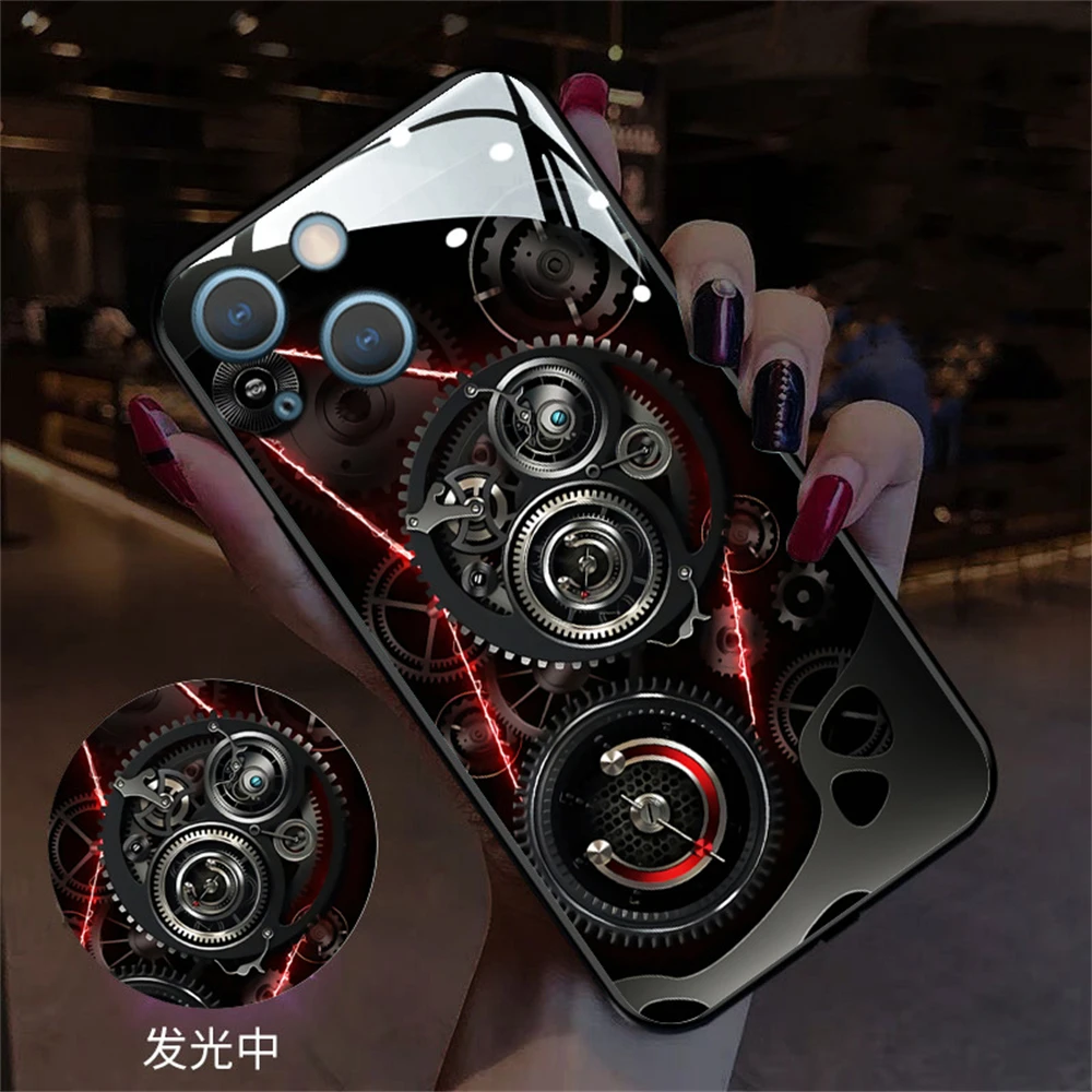 Super Gear Wheel Design LED-Licht leuchtende Handyhülle für Samsung S25 S24 S23 S22 S21 S20 FE Plus Ultra A54 A14 Glitzerhülle – Detail 13