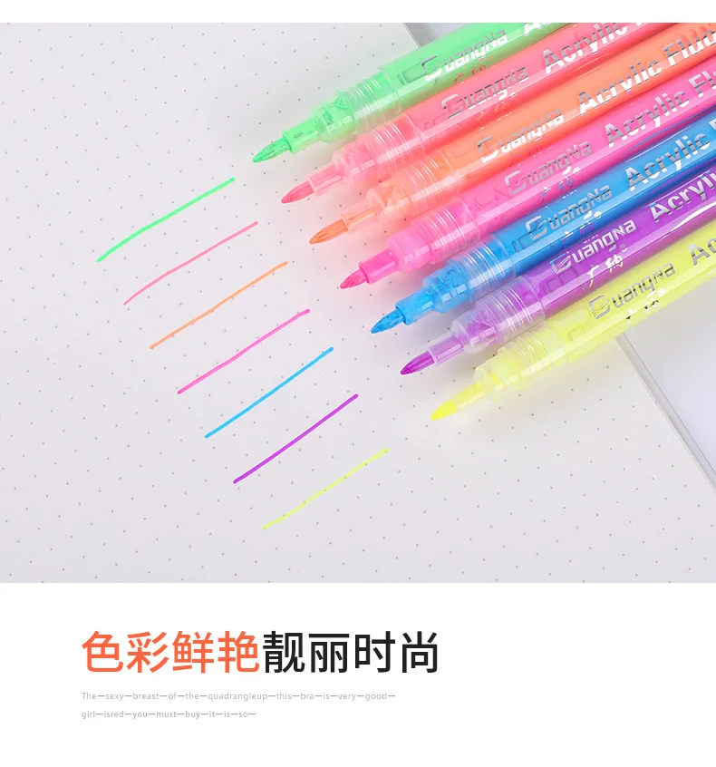 Haile 0,7mm Wasserdicht Fluoreszierende Acryl Marker Fotoalbum Zeichnung Handbuch Stoff Holz Becher Marker DIY Kunst Lieferungen Eingestellt – Detail 4