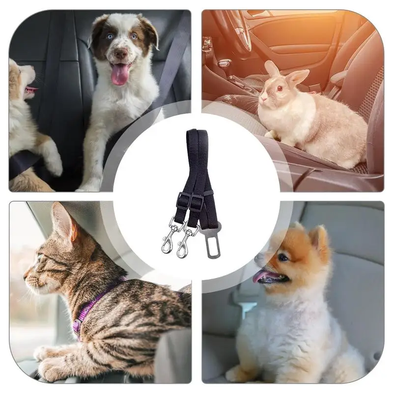 Adjustable Pet Cat Dog Car Seat Belt Pet Seat Vehicle Dog Harness Lead Clip Safety Lever Traction Collars for Travel Walking
