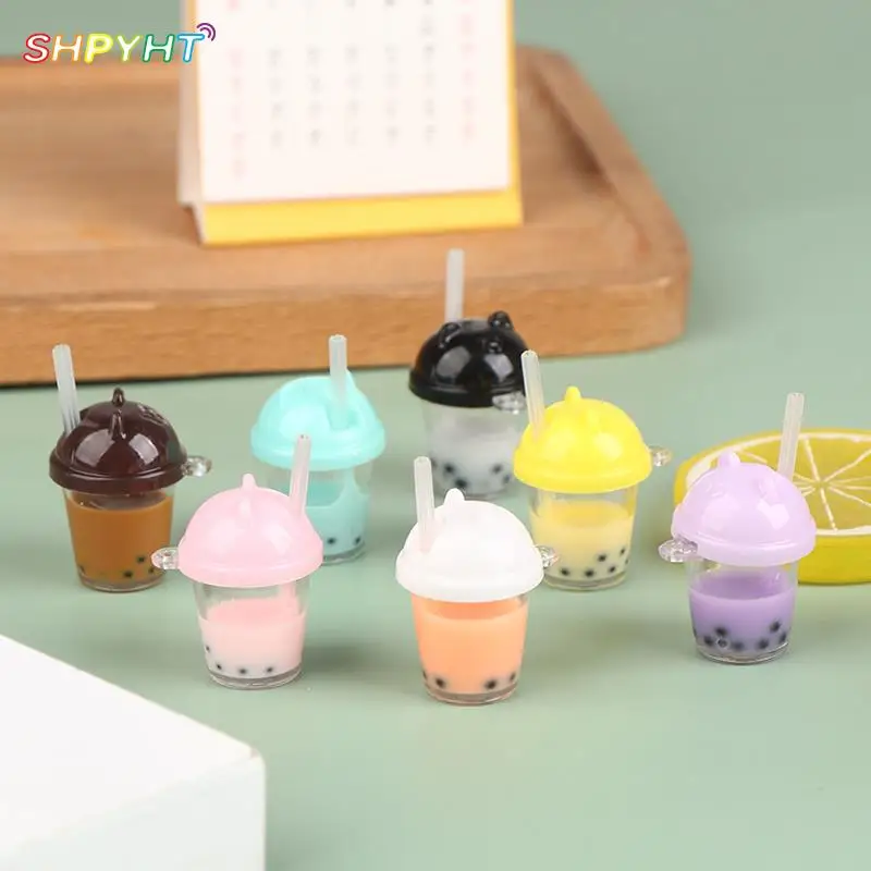 

5Pcs 1/12 1/6 Dollhouse Miniature Milk Tea Bottles Mini Resin Drinks Beverage Bottle Model Toy Kitchen Food Doll House Accessory