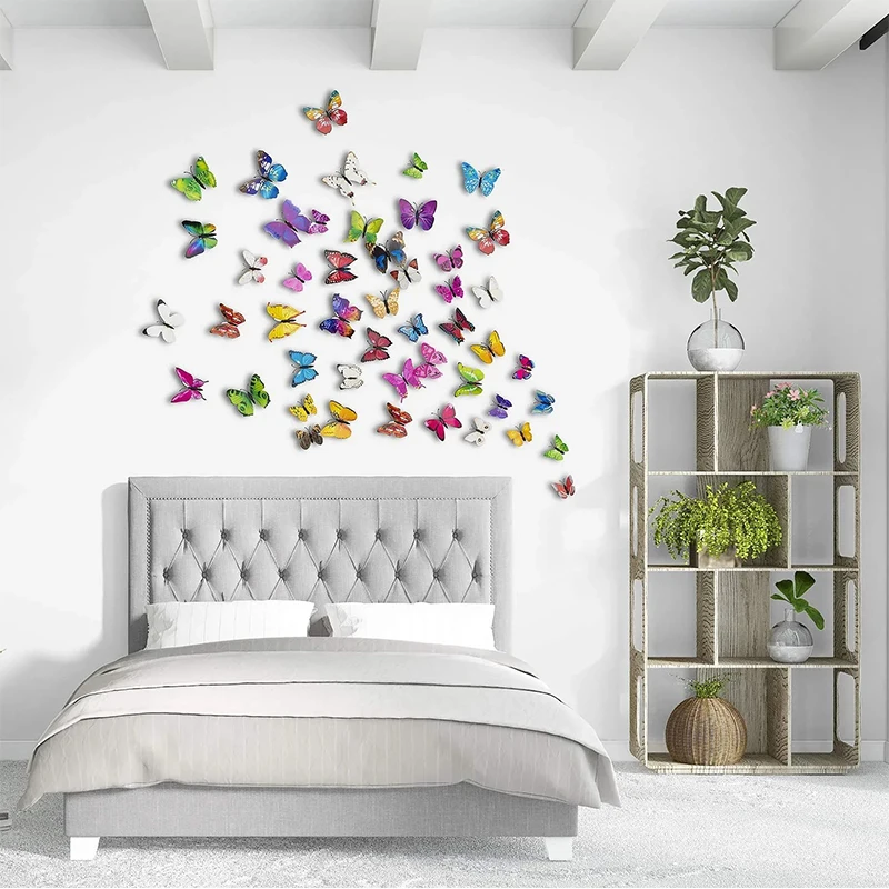 Butterfly Wall Stickers 12pcs/set Mirror 3D Party Wedding Decor DIY Home Decorations