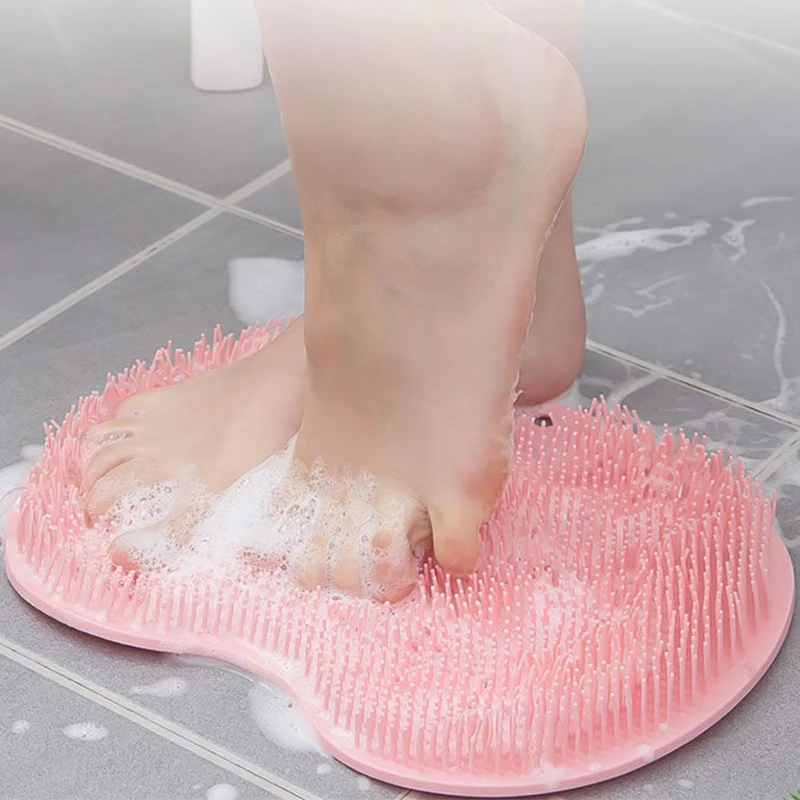 Exfoliating Shower Massage Scraper for Bathroom, Non-slip Bath Mat, Back Massage Brush, Silicone Foot Wash, Body Cleaning Tool 2