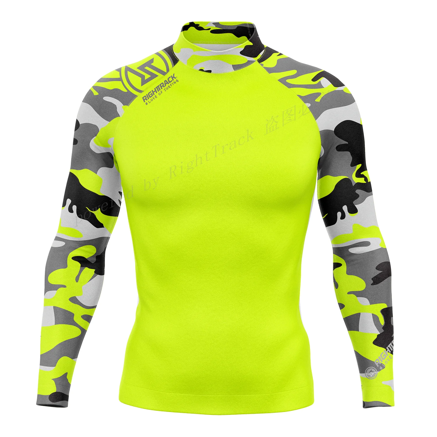 RightTrack Men's Rashguard UV Camouflage Long Sleeve Surfing T-Shirt Swimwear UPF Lycra Sunscreen Beachwear sports shirt