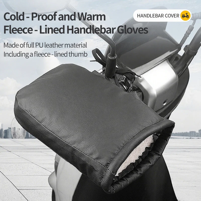 Winter Electric Bike Gloves - Warm, Rainproof & Windproof PU Leather Hand Covers