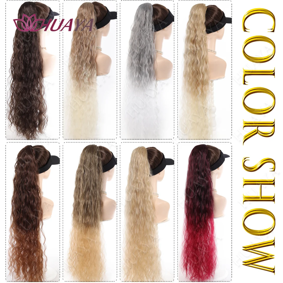 36Inch Wavy Curly Ponytail Extensions Synthetic  Drawstring Ponytail For Women  Ponytail Hair Natural Black/Brown/Gold Hairpiece