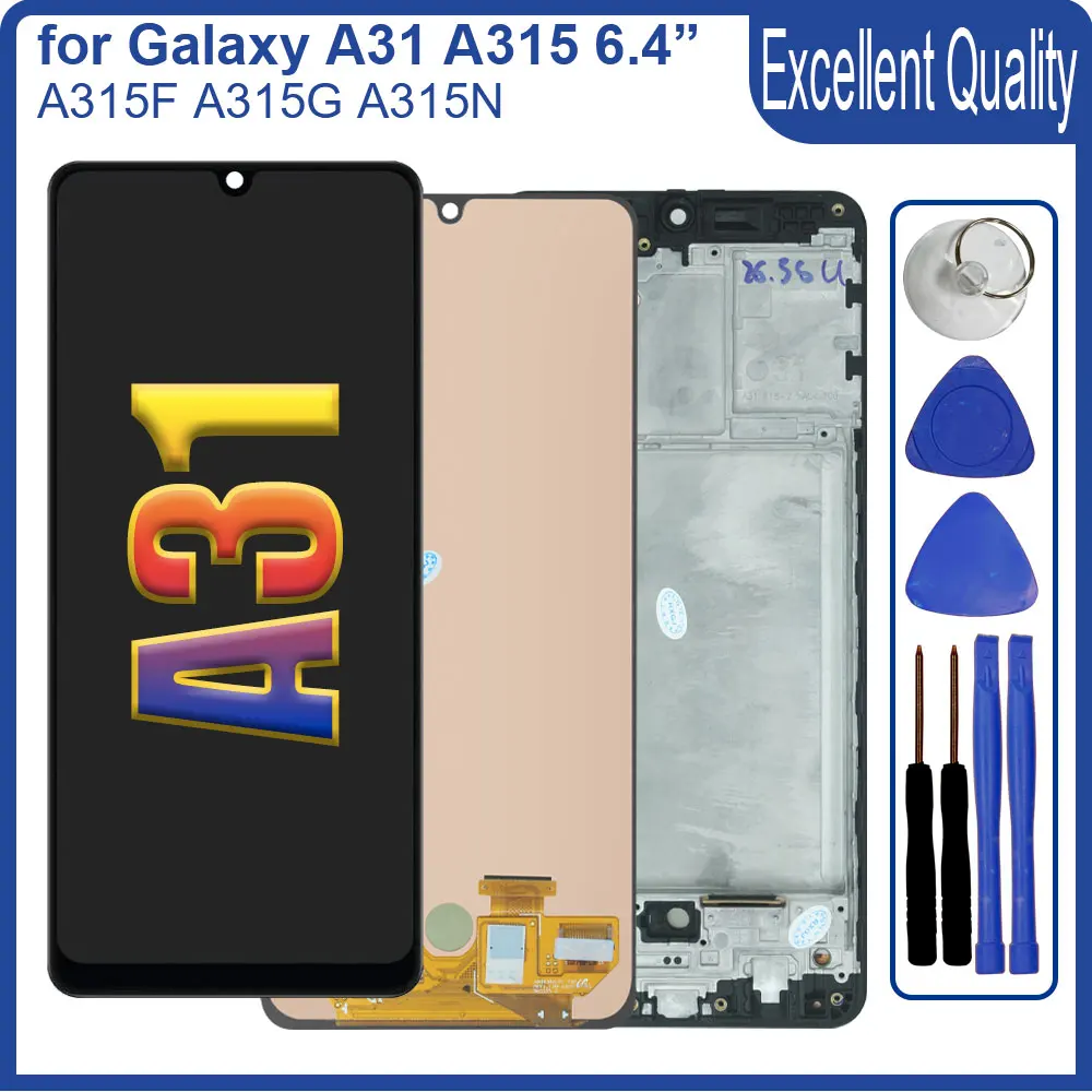 ЖК-дисплей AMOLED для Samsung Galaxy A31, ЖК-дисплей с сенсорным экраном и дигитайзером в сборе, Замена для Samsung A31, A315F, A315G, A315N