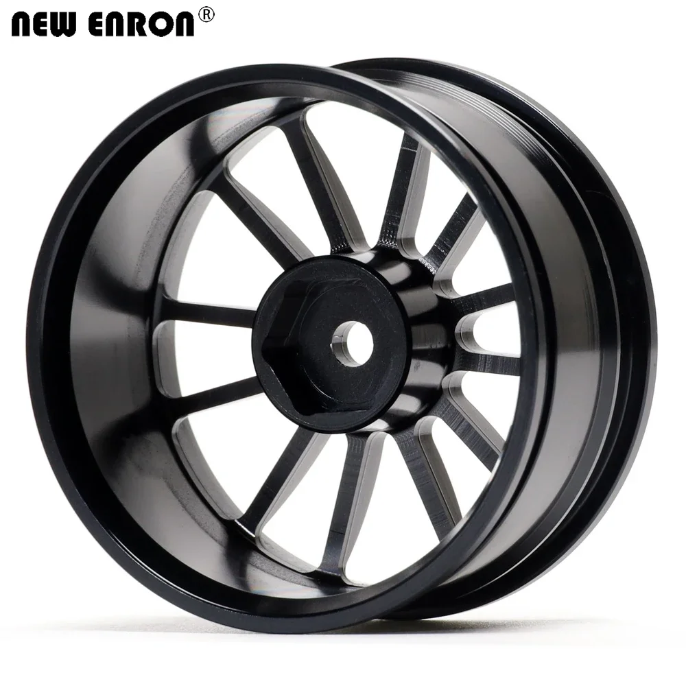 Lot de 4 roues aluminium 1/10 pour voiture RC dérive, angle arrière montrant le design.