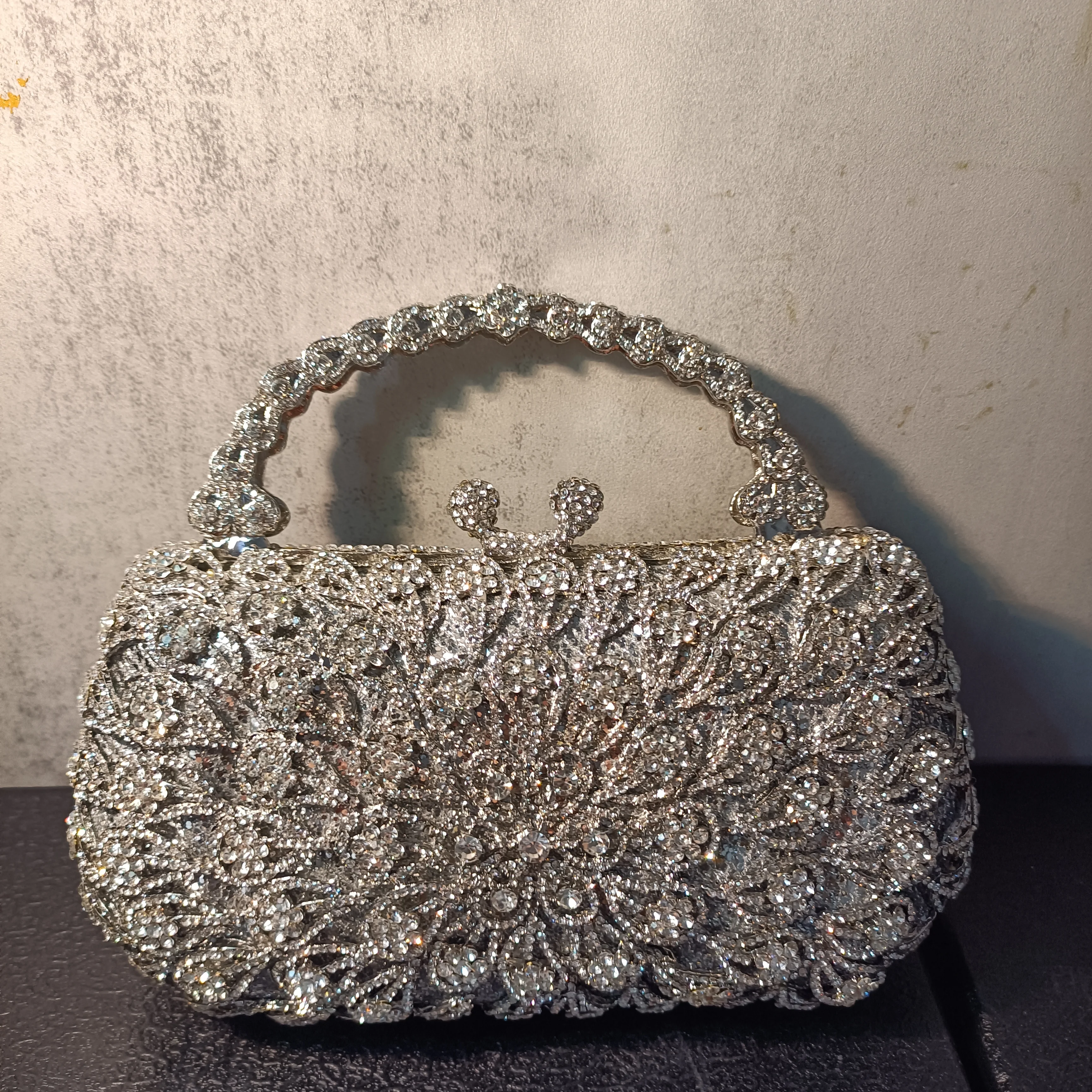 Glitter Rhinestone Evening Bag Elegant Ruched Clutch Purse - Temu