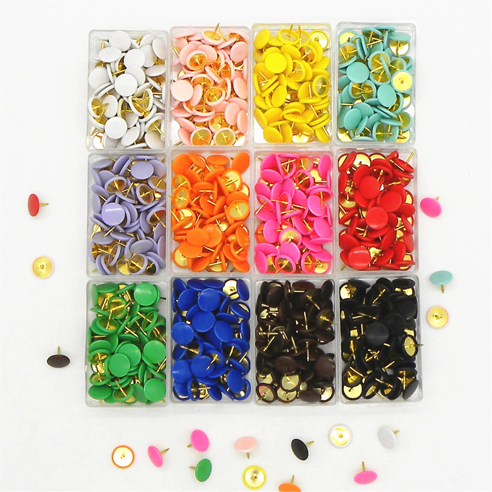 100pcs Push Pins Round Head Thumbtacks Decorative Colored Thumb Tacks for Office School Supplies