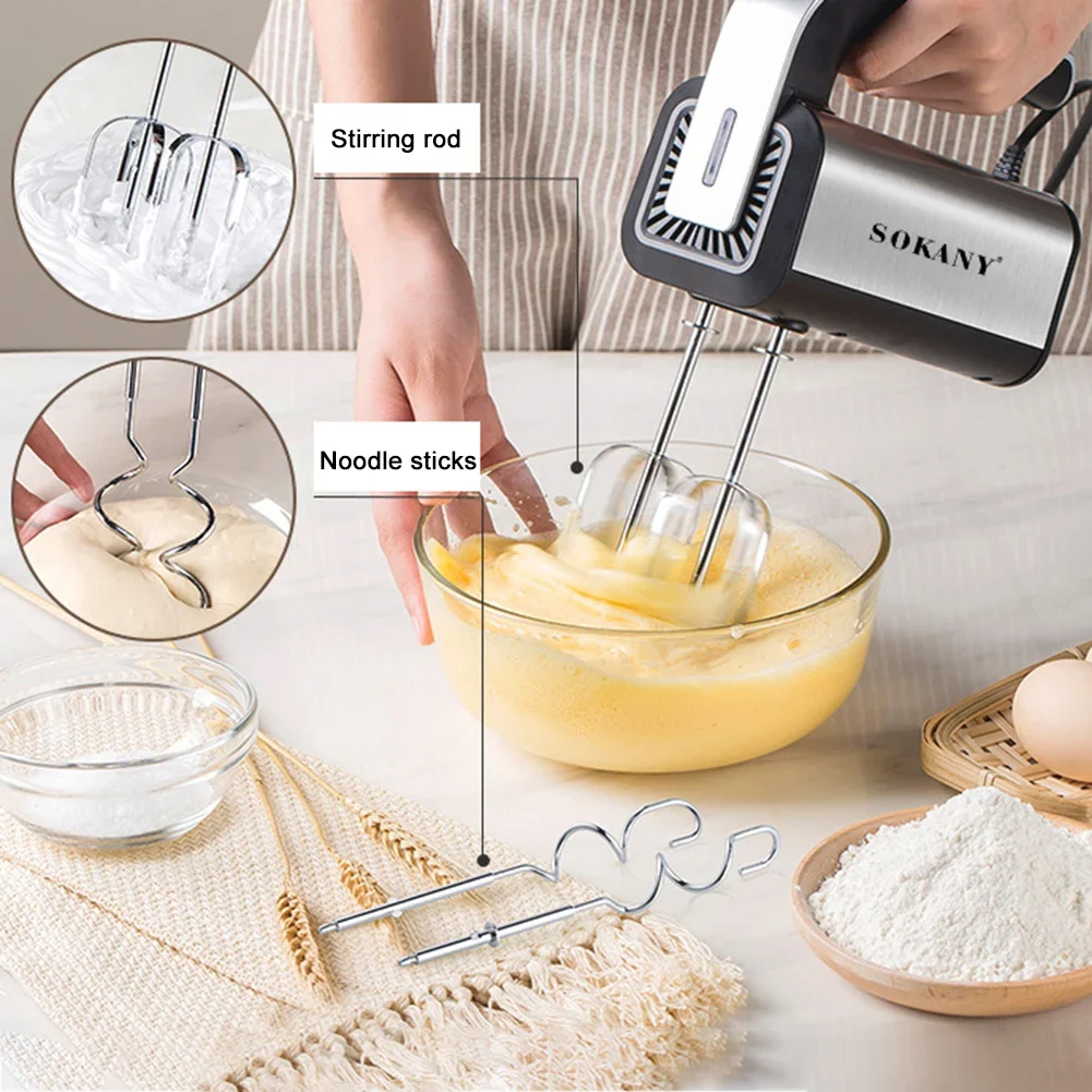 800W Electric Food Mixer Dough Blender Egg Beater Spiral Whisk Cream Mixer For Household Kitchen egg beater,food mixer,electric blender,dough whisk,electric whisk,handheld electric whisk