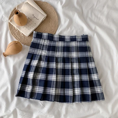 pink skirt Shintimes Fashion Women Skirt Preppy Style Plaid Skirts High Waist Student Pleated Mini Skirt Harajuku Ladies Girls Dance Skirts black denim skirt Skirts