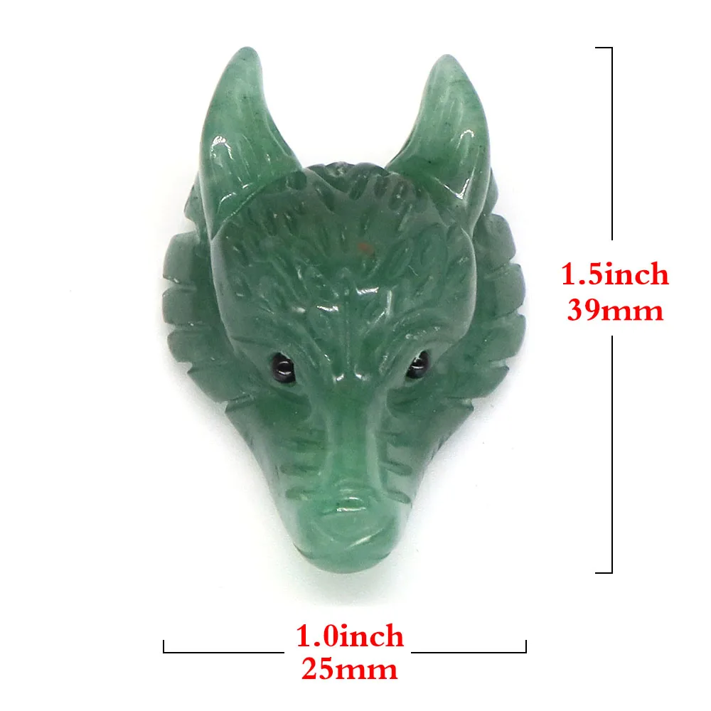 1.5" Wolf Head Pendant Natural Healing Stone Amethyst Crystal Carved Animal Statue Decor Gemstones For DIY Necklace Jewelry Gift