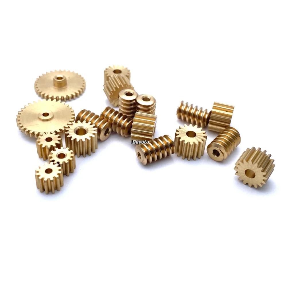 Motor Gear Transmission Gear Electric Bike Gear Cassette Deck Tape Gear Electric Chain Saw Gear 0.5M Copper Worm Gear Drive Combination 12/15/16/18/32 Teeth 2/3MM 2MM Step Hole DIY Model