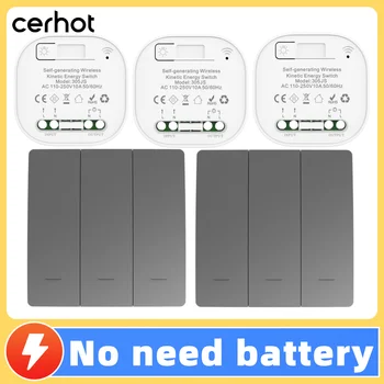Cerhot Smart Home Gray Self Powered Wireless Switch For Lights Kinetic Switch Kit Remote Light Switches Wireless Push Button