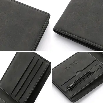Multi-card Slot Men Wallet Fashion Folding Large-capacity Coin Purse PU Leather Short Purse 5