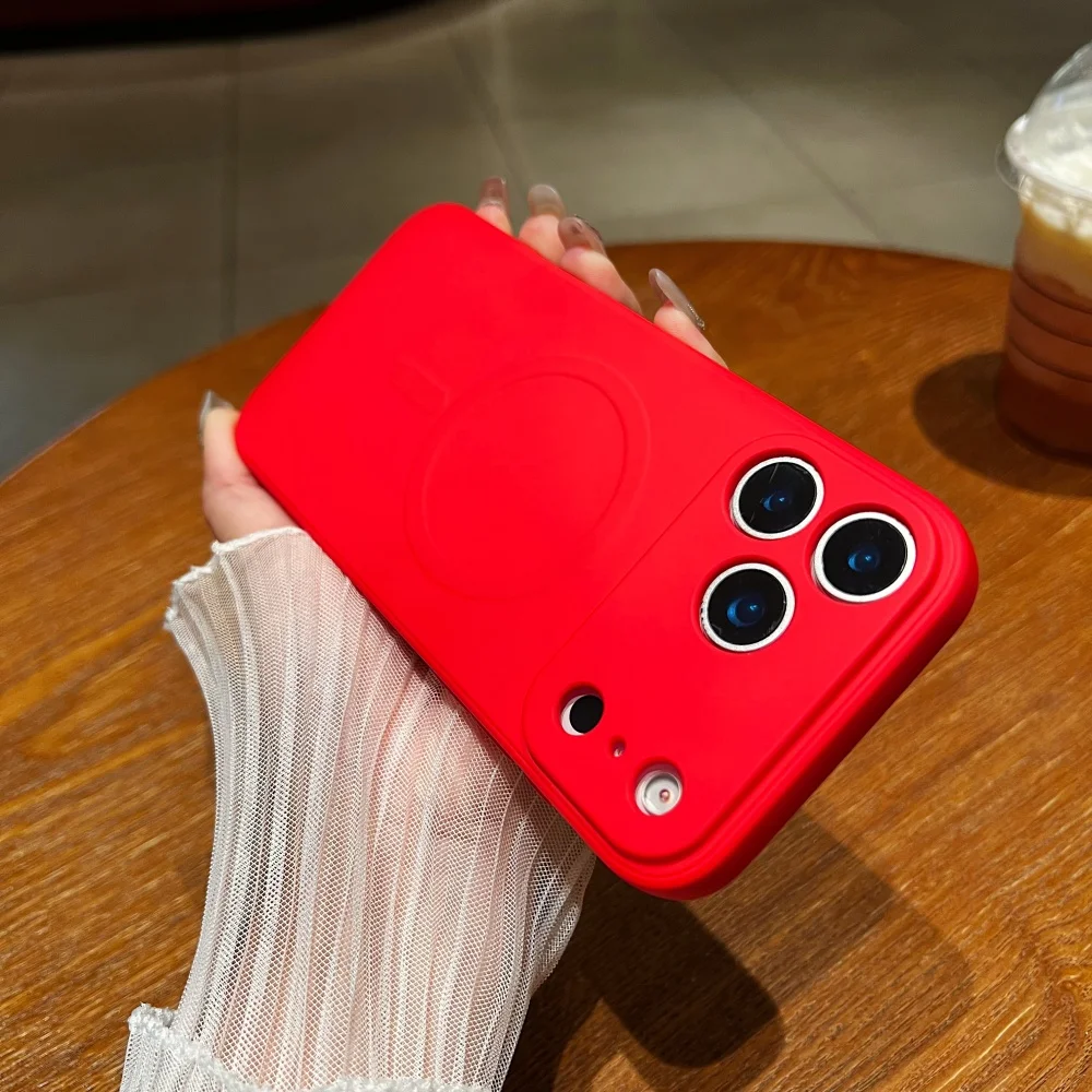 Luxury Soft Liquid Silicone Magnetic Solid Color Matte Slim Phone Case