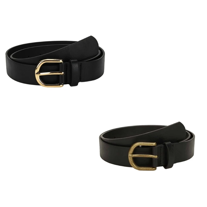 

Adult Black Waist Belt with Adjustable Pin Buckle Waistband PU Waist Belts for Fashion Enthusiasts Coat Shirt Belt