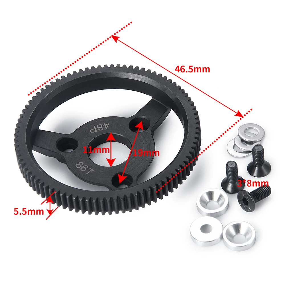 MIBIDAO 0,8M 32P 50T-57T / 48P 86T Stirnradgetriebe für 1/10 Slash 2wd Rustler Stampede Telluride RC Autoteile – Detail 1