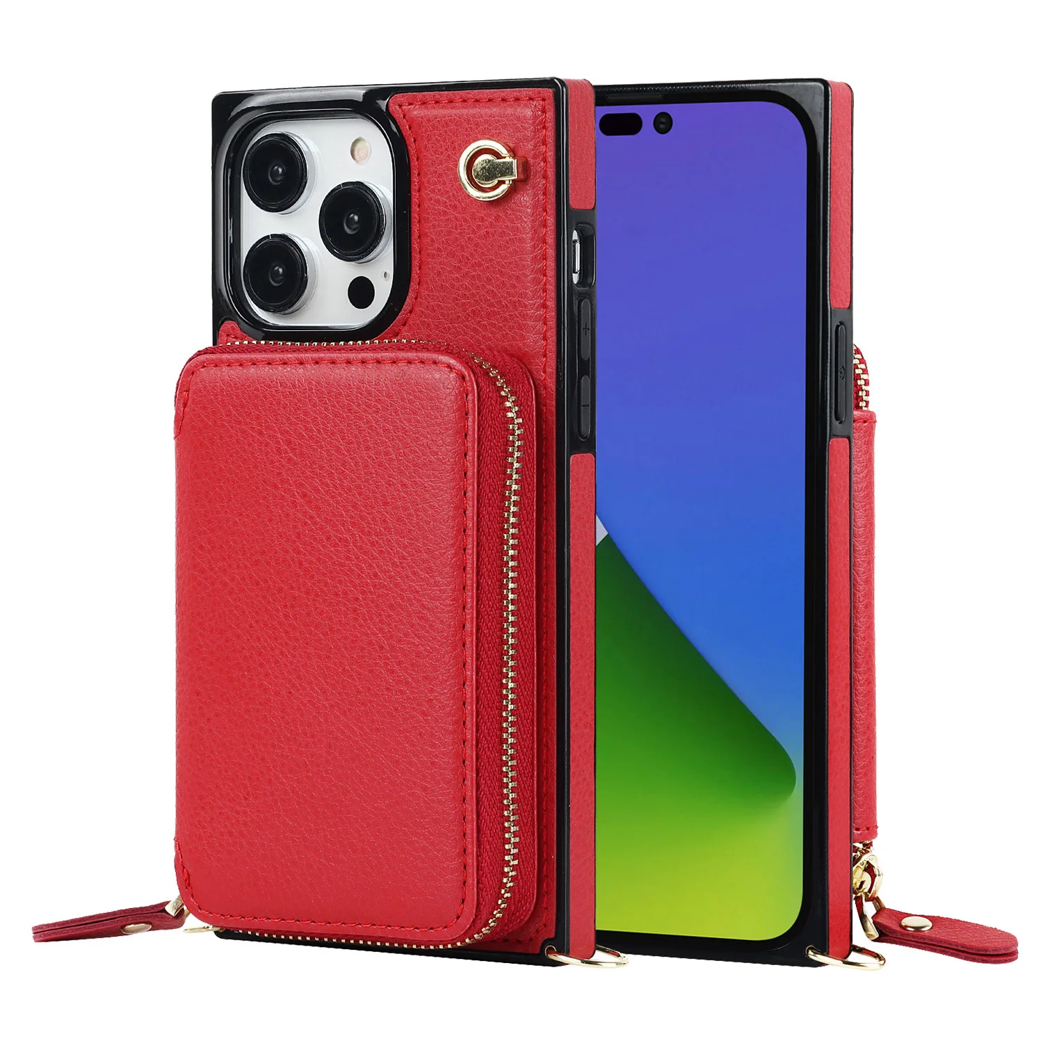 Dteck Magnetic for iPhone 14 Pro Max Zipper Wallet Case with