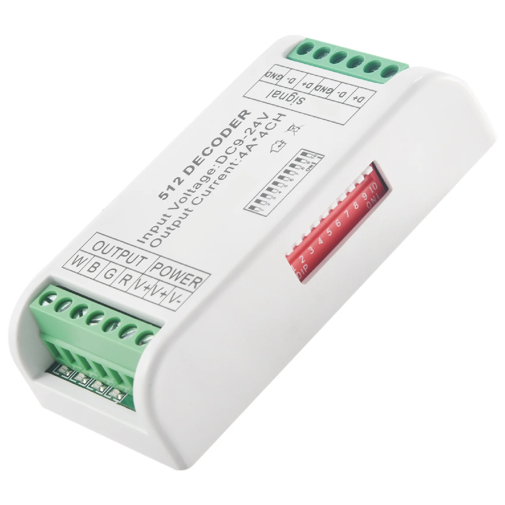 A23F-Mini 4 채널 DMX RGBW 디코더 16A RGB RGBW 스트립 컨트롤러 LED 스트립 조명용 DMX 512 디머 드라이버 DC9-24V