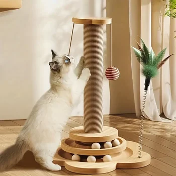 Rotating Wooden Cat Scratch Board 1