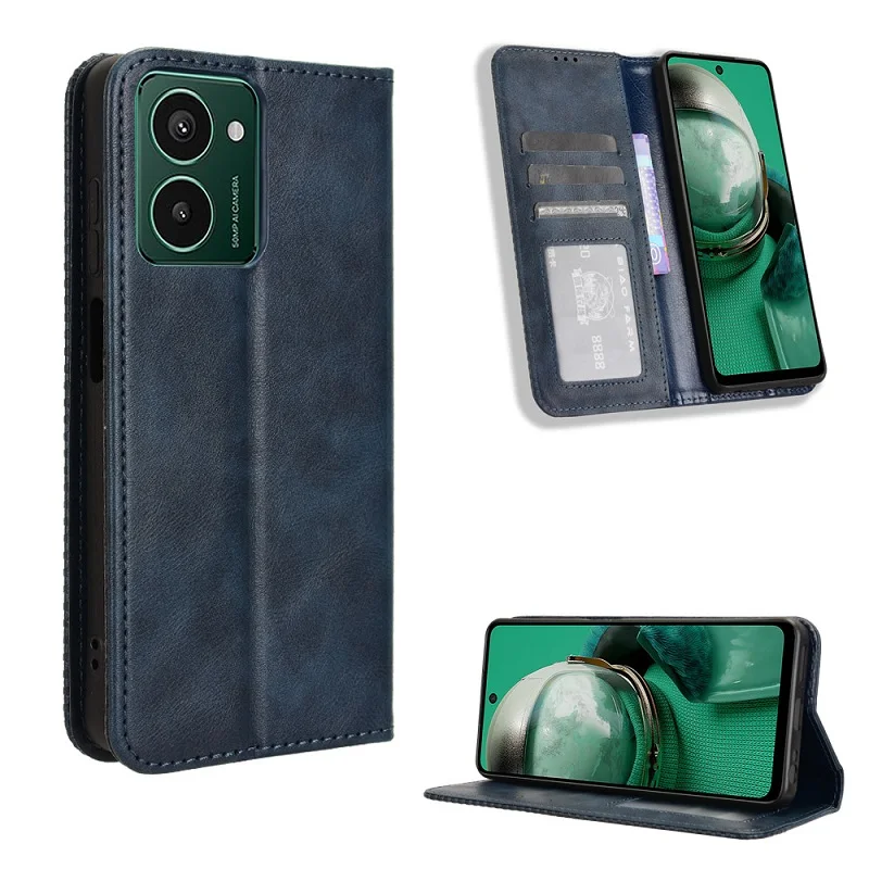 Leather Wallet Case with Magnetic Book Stand and Card Holder