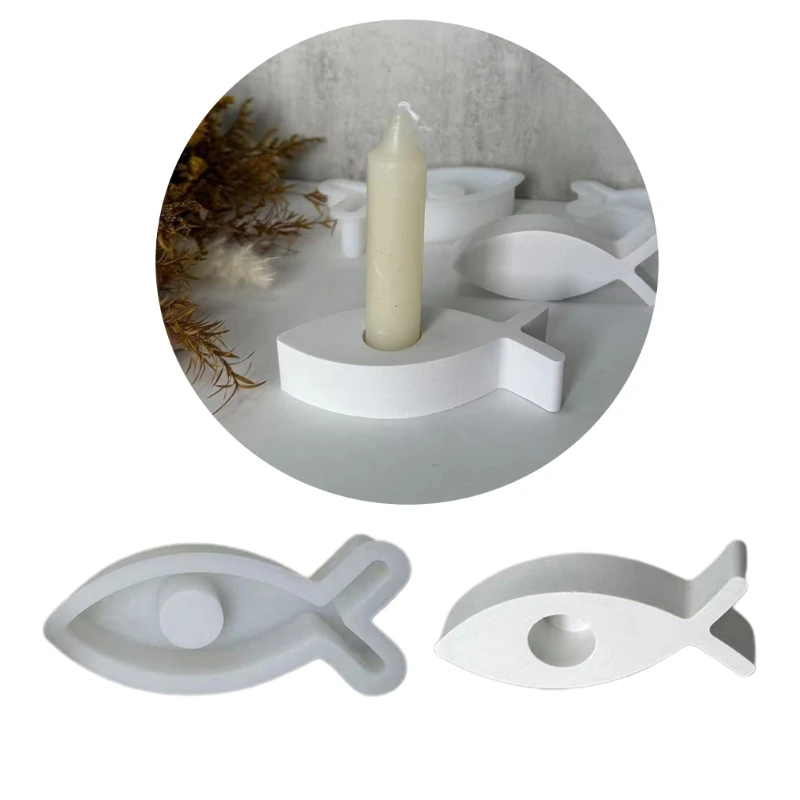 Candle Holder Resin Molds Fish Shape Candlestick Holder Silicone Mold Unique Animal Candle Stand Epoxy Casting Mould DropShip for chi yin yang candle uv epoxy resin mold gypsum plaster wax soap casting dropship