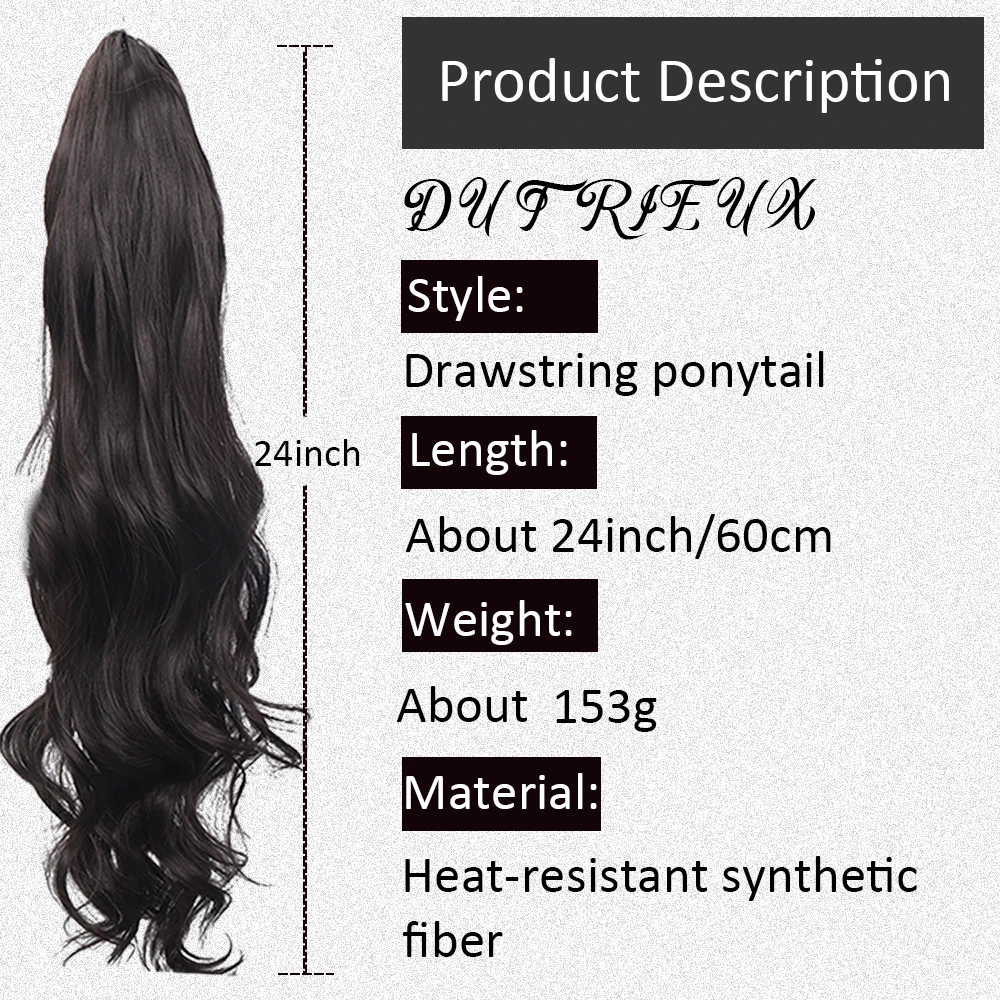 Synthetic Long Wavy Ponytail Extensions Clip On the hair Drawstring Horse tail False Tail For Women 2