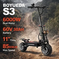 Trottinette électrique BOYUEDA S3 6000W à double moteur, batterie lithium 60V 38AH, trottinettes tout-terrain, trottinette électrique pliable de 11 pouces pour la ville 1
