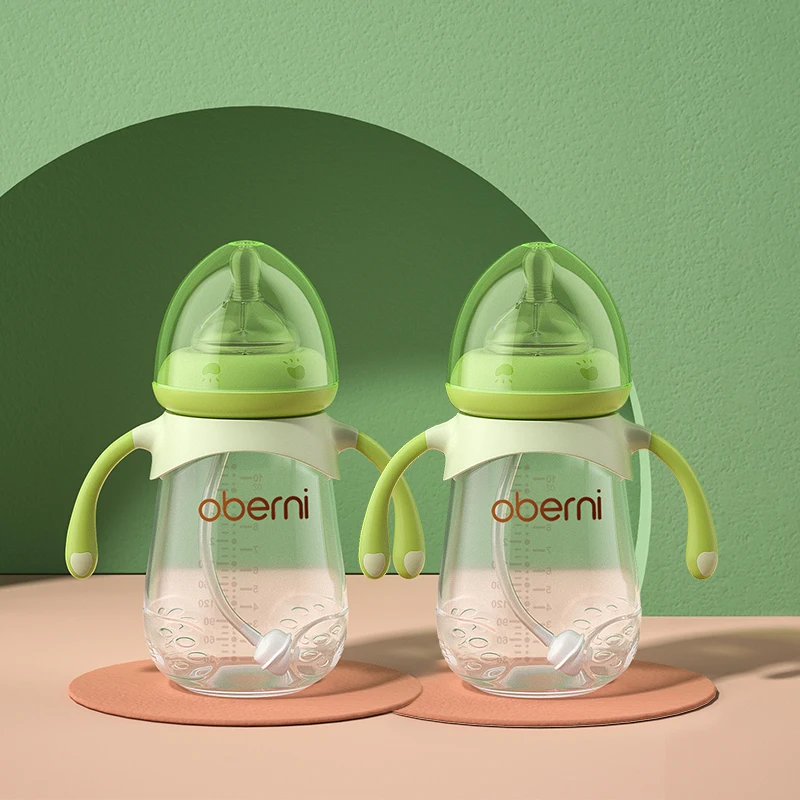 Oberni Bpa Free Baby Feeding Bottle 10OZ Anti Colic Feeding Bottle Baby Binkies Latex Free 2 Pieces Package