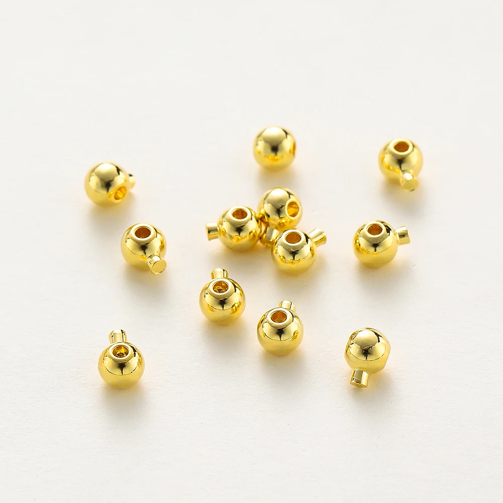 20pcs Positioning Clasp 14K 18K Gold Plated Crimp Snap Button Bracelet Necklace Fastener Ball End Cap For DIY Jewelry Findings