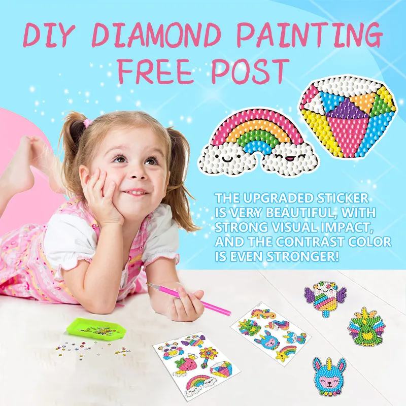 Diamond Sticker DIY Art Mosaic Painting Stickers Cute Cartoon Pattern For Kids Gift Rewards Home Decor