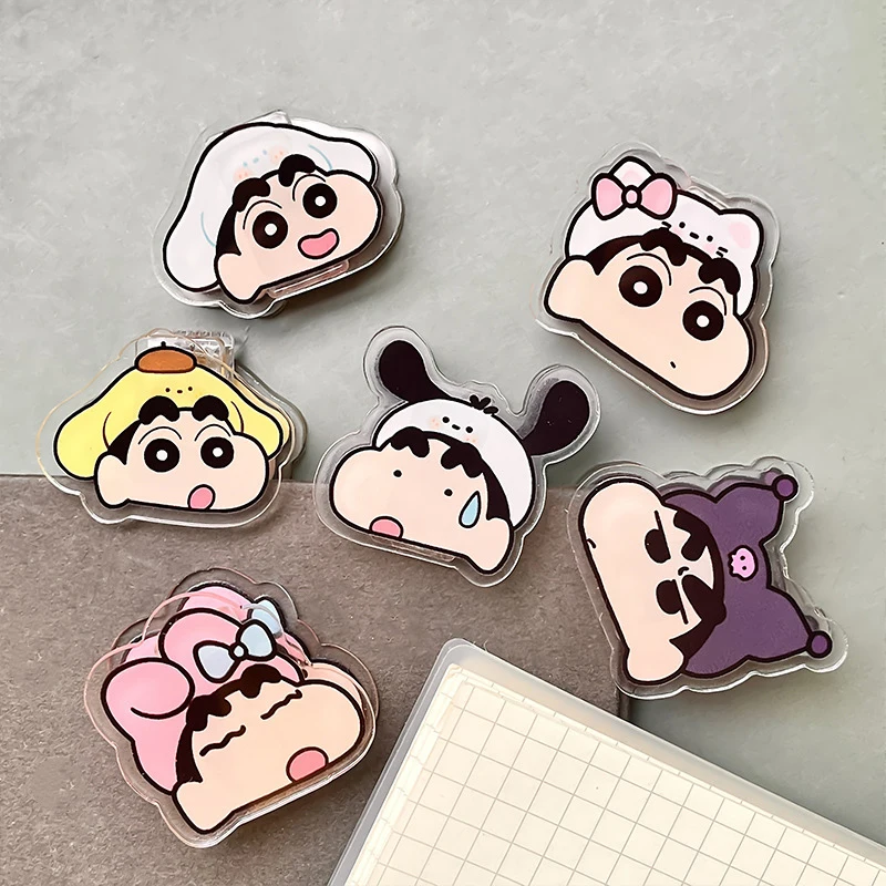 

Crayon Shin-Chan Transparent Acrylic PP Clip Cartoon Hand Account Note Creativity Anime Surrounding Girl Heart Stationery Folder