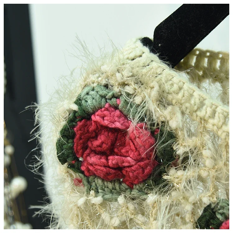 Manica corta 3D Rose Flower maglioni Mohair donna scava fuori