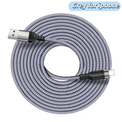 Durable Braided USB Type - C & Lightning Cable - Assorted Lengths - 3m (For Lightning Grey)