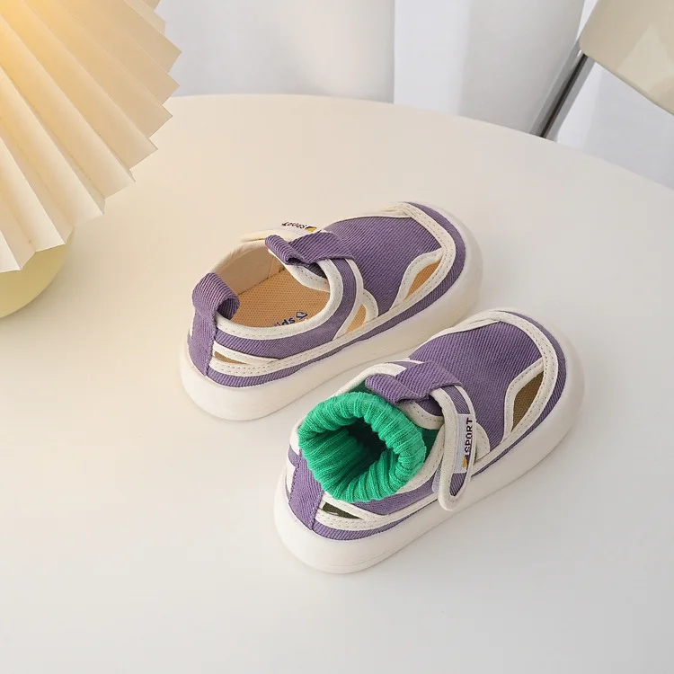crianças sapatos de lona oco primavera novo bebê doce cor sapatos meninos meninas verão respirável pequeno pano sandálias