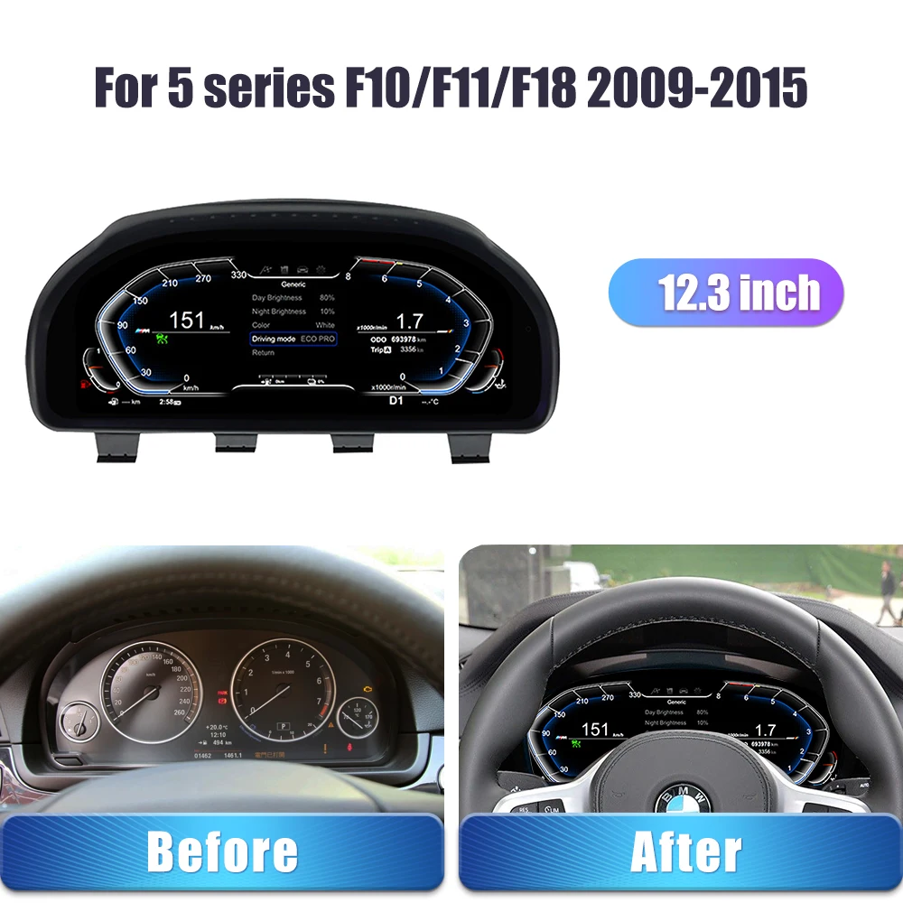 LCD Digital Dashboard Cluster Panel Cockpit Voor For BMW 5 Series (CIC NBT) F10 F11 4,6PIN 2011-17 RHD Radio Android 13.0 Player