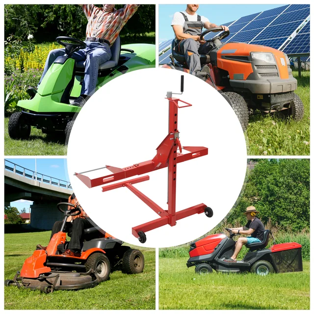 37.8x53x51in Hydraulic Cylinder Lift Jack Lawn Mower Lift Tool with 2 Wheels Adjustable Lawn Tractor for Maintenance and Repair 6 37.8x53x51in Hydraulic Cylinder Lift Jack Lawn Mower Lift Tool with 2 Wheels Adjustable Lawn Tractor for Maintenance and Repair 6