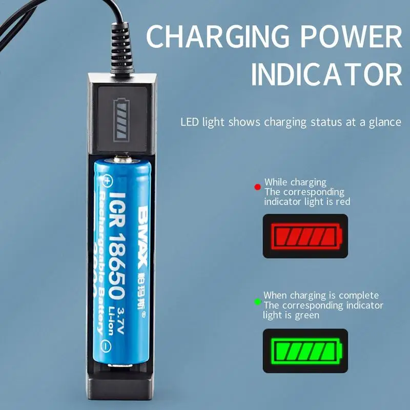 18650 Battery Charger Single Slot USB Battery Charging Tool Suitable For Li-ion Batteries 10440 14330 14500 16500 18500 16650