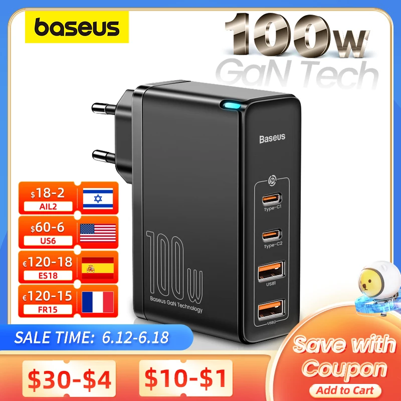 Baseus 100W GaN USB Type C Charger PD QC Quick Charge 4.0 3.0 USB C Type C Fast Charging Charger For iPhone 12 Pro Max Macbook|Mobile Phone Chargers| - AliExpress