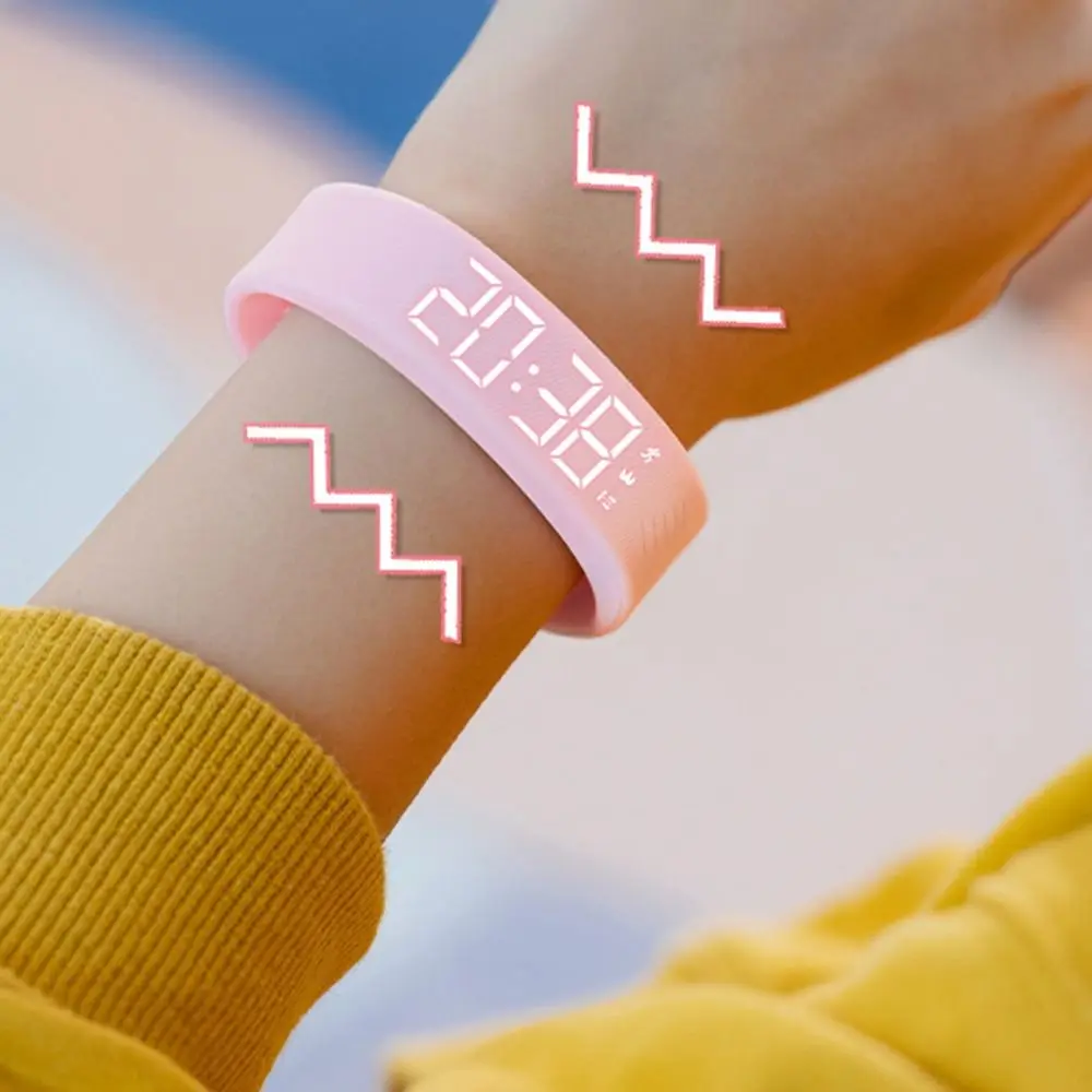 LED 디지털 알람 시계 시계, 조절 가능한 스누즈 기능 알람 팔찌, 러닝 보수계, 방수 피트니스 손목 밴드