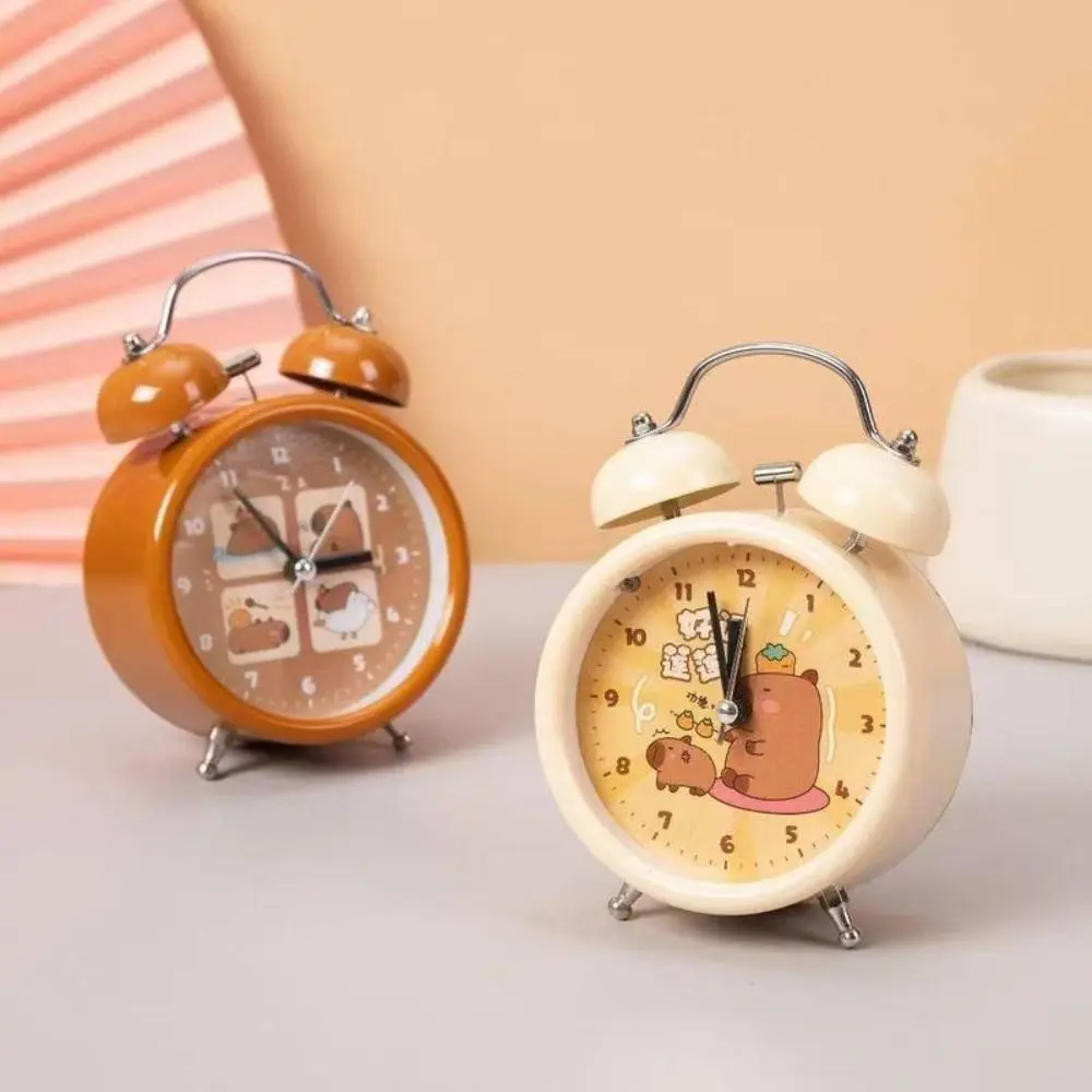 Cute Capybara Children Alarm Clock Double Bell Home Decoration Clock Mechanical Alarm Desk Digital Clock Table Clock