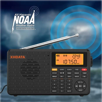 XHDATA D109WB 라디오 FM AM SW 휴대용 MW LW 라디오 충전식 풀 밴드 라디오 배터리 USB-C 녹음 스피커, 날씨 밴드 포함